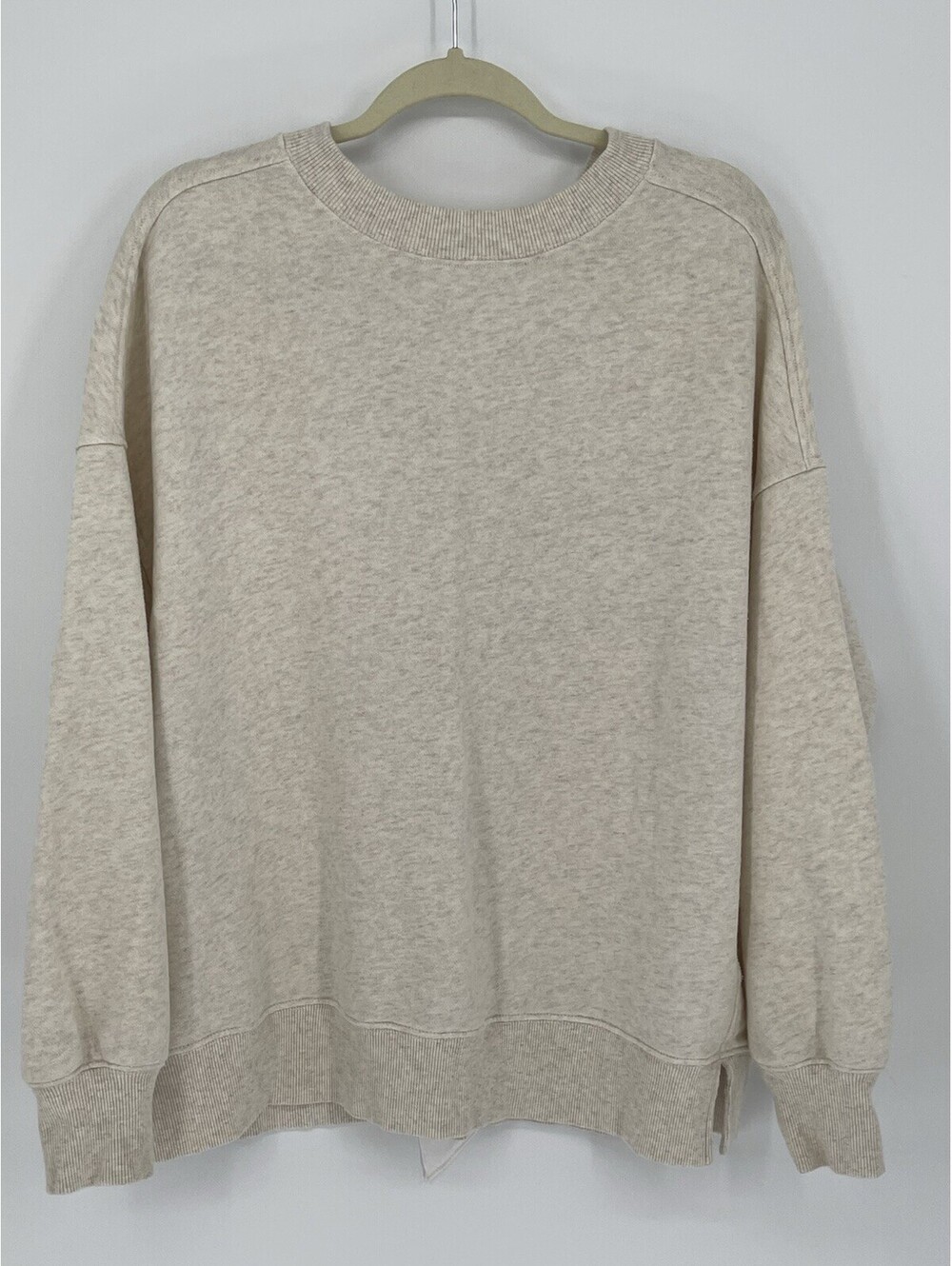 Aerie Big Chill Sweatshirt S Oatmeal Oversized Back Bow Tie Crewneck Pullover